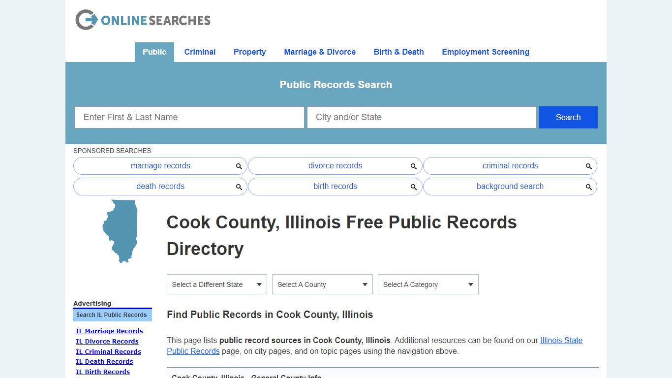 Cook County, Illinois Free Public Records Directory - OnlineSearches.com